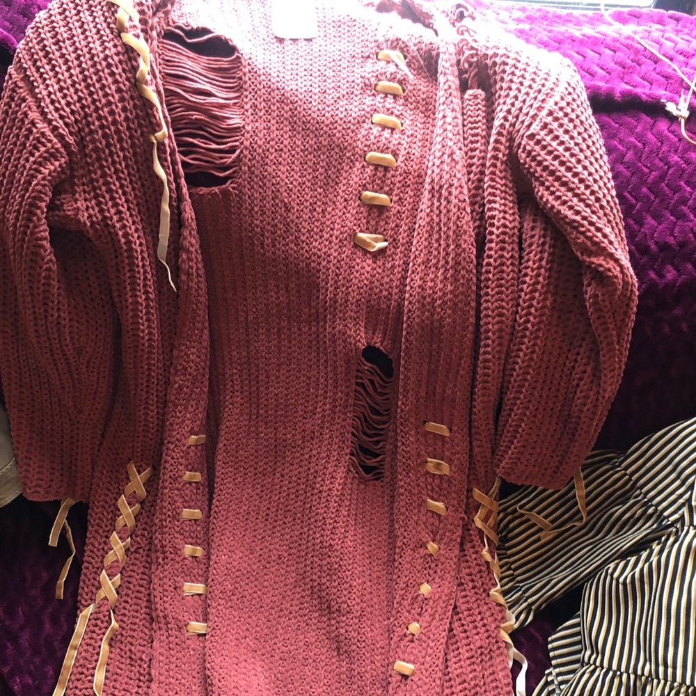 Distressed cardigan
